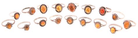 Lot Detail - STERLING SILVER AMBER RINGS - LOT OF 17