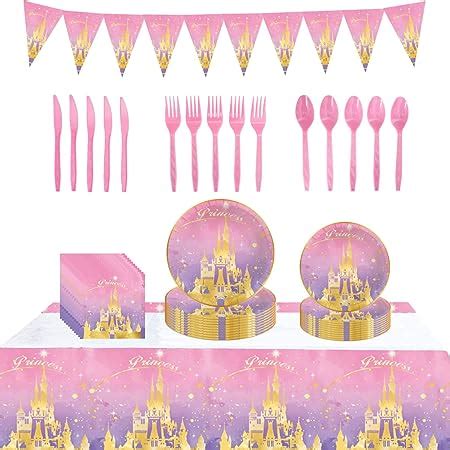 PIUMOJ Prinzessin Partygeschirr Set Princesses Party Tableware Set