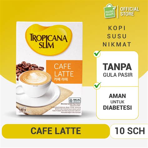 Tropicana Slim Cafe Latte 10 Sachets 14gr Delicious Milk Coffee