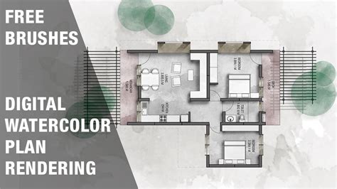 Rendered Floor Plan Watercolor Painting | Viewfloor.co