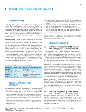 Fillable Online Normal Early Pregnancy First Trimester Fax Email