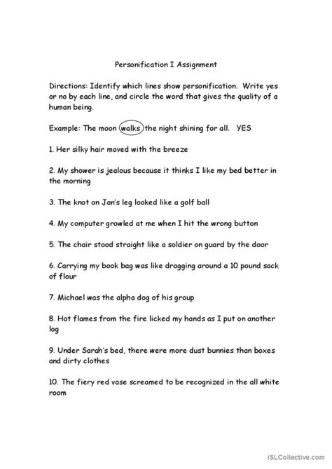 Personification: English ESL worksheets pdf & doc