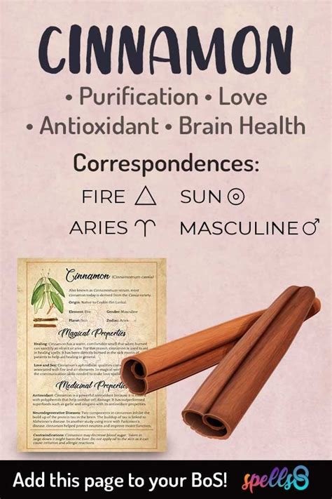 Cinnamon Correspondences Magical Properties Magic Herbs Wicca