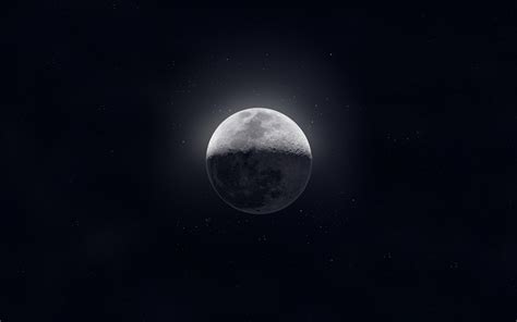 Download wallpapers Moon from earth, 4k, Earth satellite, moon at night ...