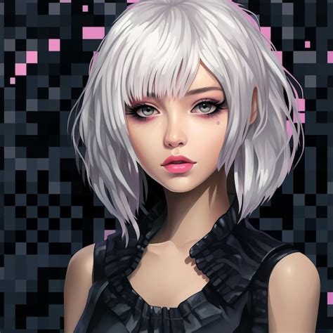 Premium Photo Anime Girl With White Hair And Pink Eyes