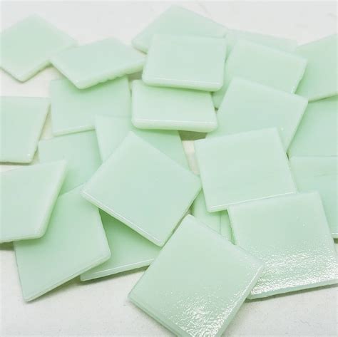 Soft Mint Green Square Glass Mosaic Tiles 20 Mm Etsy