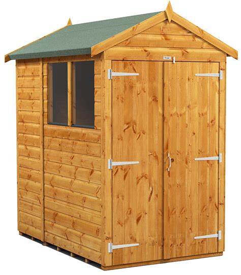 Power Apex 6x4 Garden Shed With Double Doors Apex Roof Garden Sheds