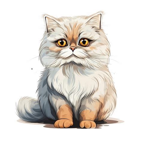 Premium Vector Cute Red Persian Cat Sitting On White Background