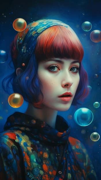 Premium Ai Image A Painting Of A Woman With Red Hair And Blue Eyes