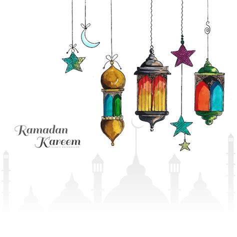 Free Vector Beautiful Colorful Traditional Turkish Lamps Ramadan