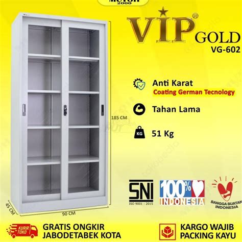 Jual Vip Gold Vg Lemari Arsip Besi Pintu Sliding Kaca Shopee