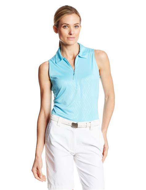 Callaway Womens Embossed Logo Print Sleeveless Golf Polo Shirts