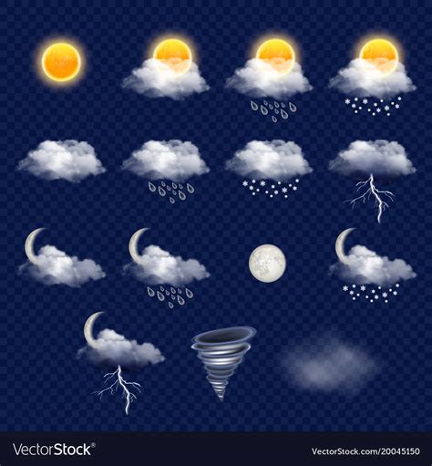 Transparent Weather Forecast Icon Set Royalty Free Vector