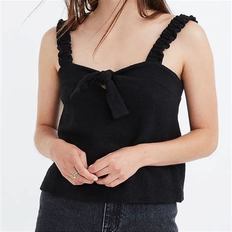 Madewell Tops Madewell Texture And Thread Tie Front Tank Top Black