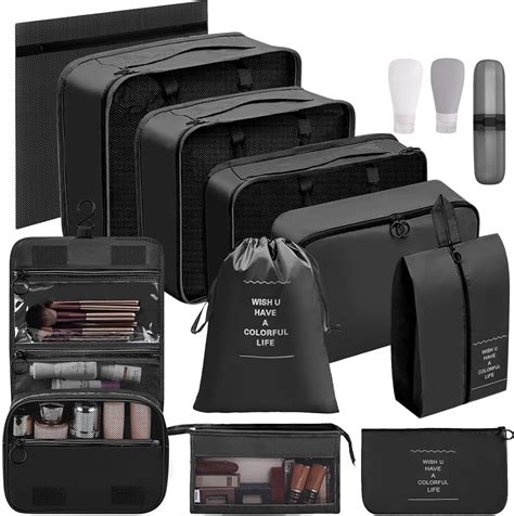 Chijoo Organizer Valigia Nero 12 Pezzi Come Organizer Valigia