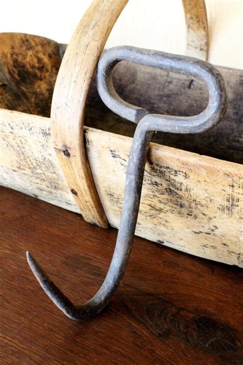 Antique Butchers Tool Meat Hanging Hook In Forged Iron