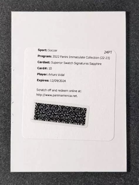 Panini Immaculate Arturo Vidal Redemption Auto Sapphire