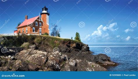 Eagle Harbor Lighthouse Stock Image Image Of Sunny Gumee 9299885