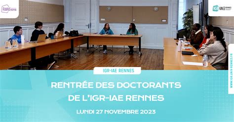 Rentrée 2023 des doctorants de lIGR IAE Rennes IGR IAE Rennes