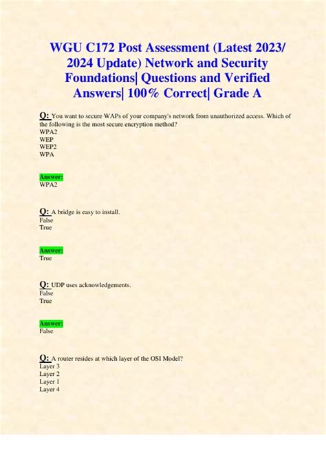 Wgu C Final Pre Assessment Objective Assessments Latest