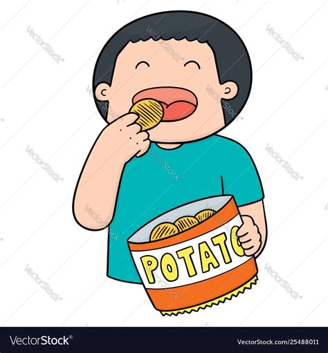 Man Eating Potatoes Royalty Free Vector Image Vectorstock