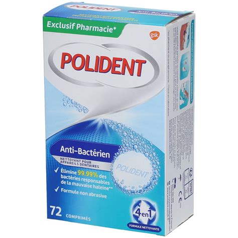 Polident Anti Bactérien nettoyant pour appareils dentaires 72 pc s