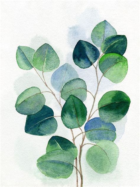 Eucalyptus Printable Wall Art Green Leaves Print Modern Watercolor