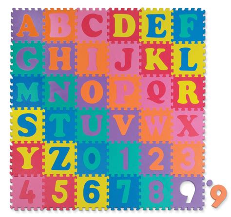 WonderFoam Letters & Numbers Puzzle Mat, Assorted Colors, 10" x 10", 72 ...