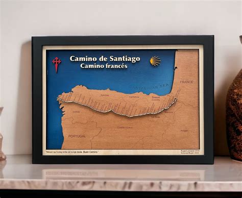 Wooden Camino De Santiago Trail Map / Way of St James Wall Art / Camino ...