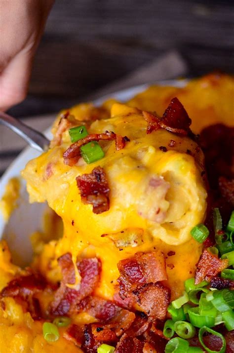 Cheesy Bacon Mashed Potatoes Bacon Mashed Potatoes Food Cheesy Bacon