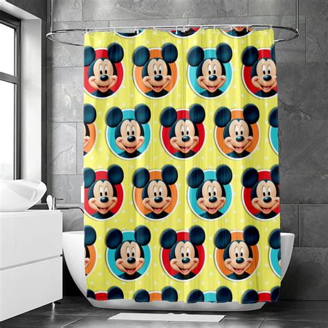 Disney Mickey And Minnie Mickey Mouse Botanical Shower Curtain Waterproof Fabric Shower Curtain