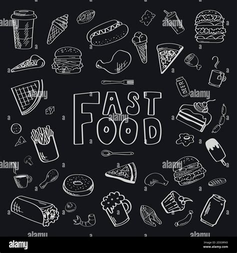 Comida Rápida Fondo Negro Vector Comida Rápida Imagen Vector De Stock Alamy