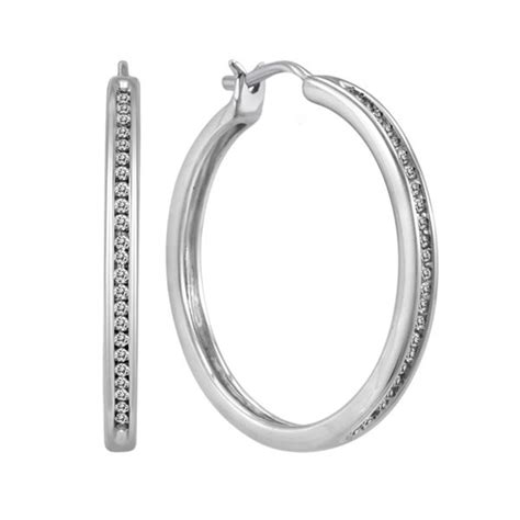 14 Cttw Diamond Sterling Silver Hoop Earrings