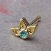 Lotus Flower Gold Nose Ring Teal Opal Gold Nose Stud Etsy