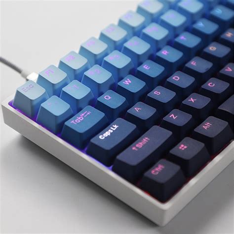 122pcs Gradient Blue Keycap Set Pbt Backlit Keycap Oem Profile Keycap