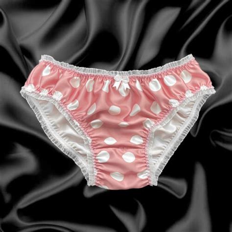 Pink Sissy Satin Polkadot Frilly Bows Panties Bikini Knicker Briefs Size Ebay