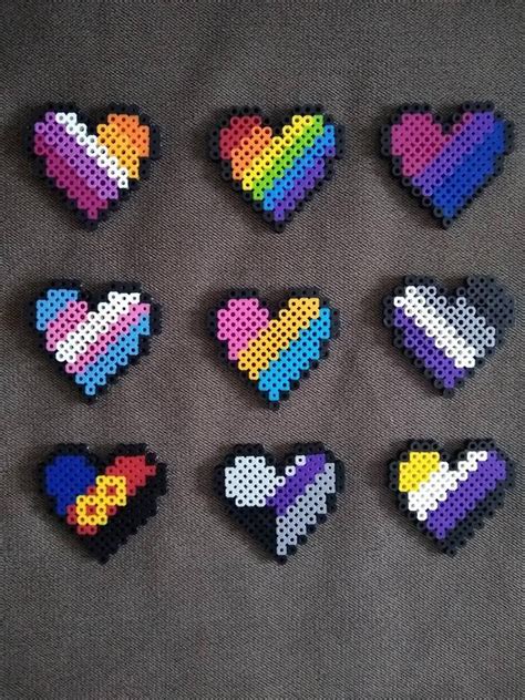 Pride Small Hearts LGBTQ Perler Bead Art Etsy Perler Beads