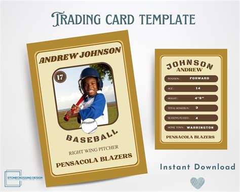 Baseball Trading Card Template Trading Card Template Canva - Etsy