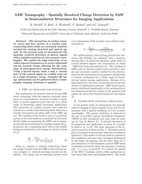 PDF SAW Tomography Spatially Resolved Charge Detection By SAW In