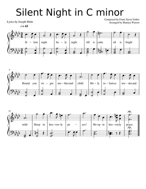 Silent Night In C Minor Sheet Music For Piano Download Free In Pdf Or Midi