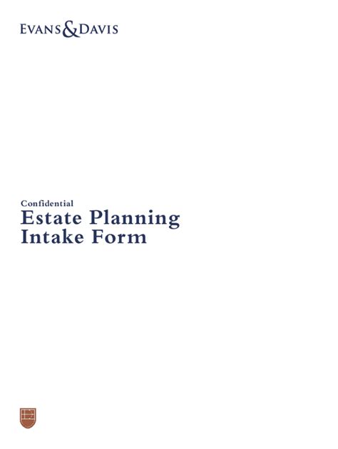 Fillable Online Estate Planning Intake Form Evans Davis Fax Email