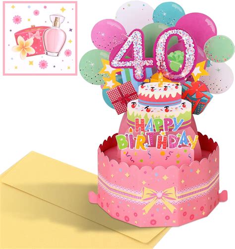 Xialvyu 40th Birthday Card 40th Birthday Pop Up Greeting Card For Women