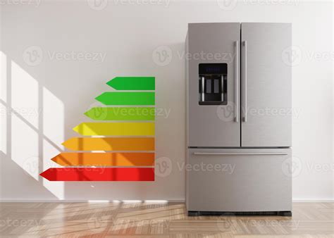 Refrigerator and energy efficiency rating chart. Household electrical