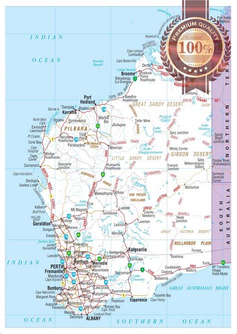 Detailed Map of Western Australia WA Aus Australian Roads Premium Waterproof Tear Proof Poster ...