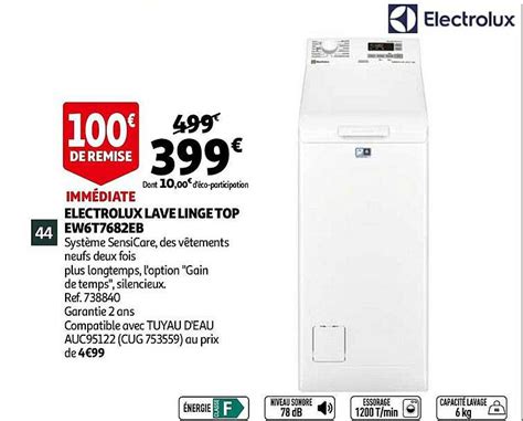 Promo Electrolux Lave Linge Top Ew T Eb Chez Auchan Icatalogue Fr