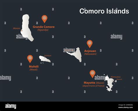 Comoro Island Map Infographics Flat Design Colors Snow White With