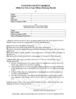 Fillable Online Affidavit to View or Copy Military Discharge Records ...