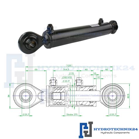 Hydraulikzylinder Doppeltwirkend Cj F Mit Gelenkaugen Mm