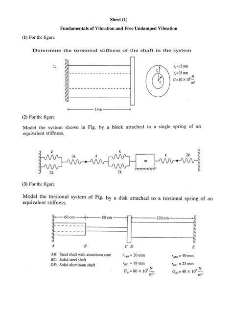 Sheet Mechanical Vibration Sheet Fundamentals Of Vibration