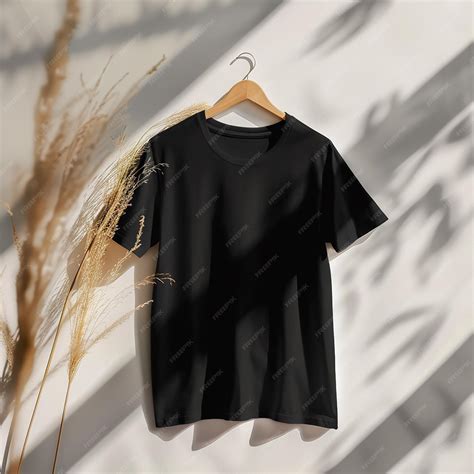 Premium Photo | Blank T Shirt color black template front and back view